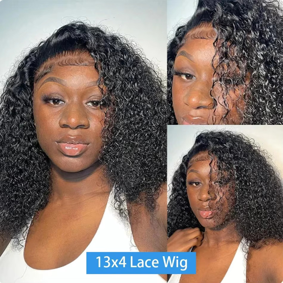 Luxexuan Bob-Perücke, Kinky Curly, 100% Echthaar, Damen - Bild 3