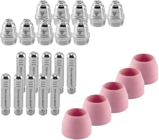 STAHLWERK Verschleißteile Set für Plasmabrenner AG 60 SG 55, 25 Teile in Silber und Multicolour mit Keramik - Bild 1