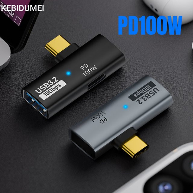 kebidumei USB-C-Adapter mit Audio-Anschluss und PD100W-Schnellladefunktion, 1 Eingang und 2 Ausgänge, Farbe: Grau - Bild 1