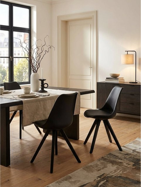 2er Set Esszimmerstühle von KADIMA DESIGN aus Kunstleder in Schwarz im skandinavischen Stil - Bild 1