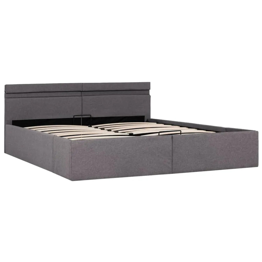 vidaXL Bett mit hydraulischem Bettkasten, LED-Beleuchtung und USB-Anschluss, Taupe Stoff, B/T/H: 160 x 200 x 105 cm (ca.) - Bild 2