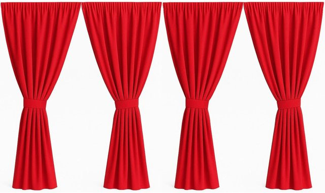 Setgarden Outdoor Vorhang für den Balkon, 4er Set, Rot, B: 155 cm, H: 220 cm - Bild 1