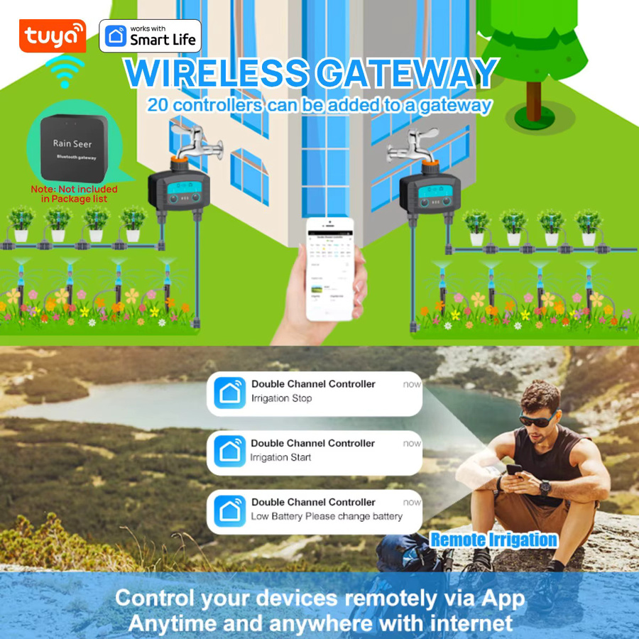 Tuya Smart Sprinkler Timer mit Dual Bluetooth, programmierbarer Outdoor Wasser Timer für Gartenschläuche, Schwarz - Bild 4
