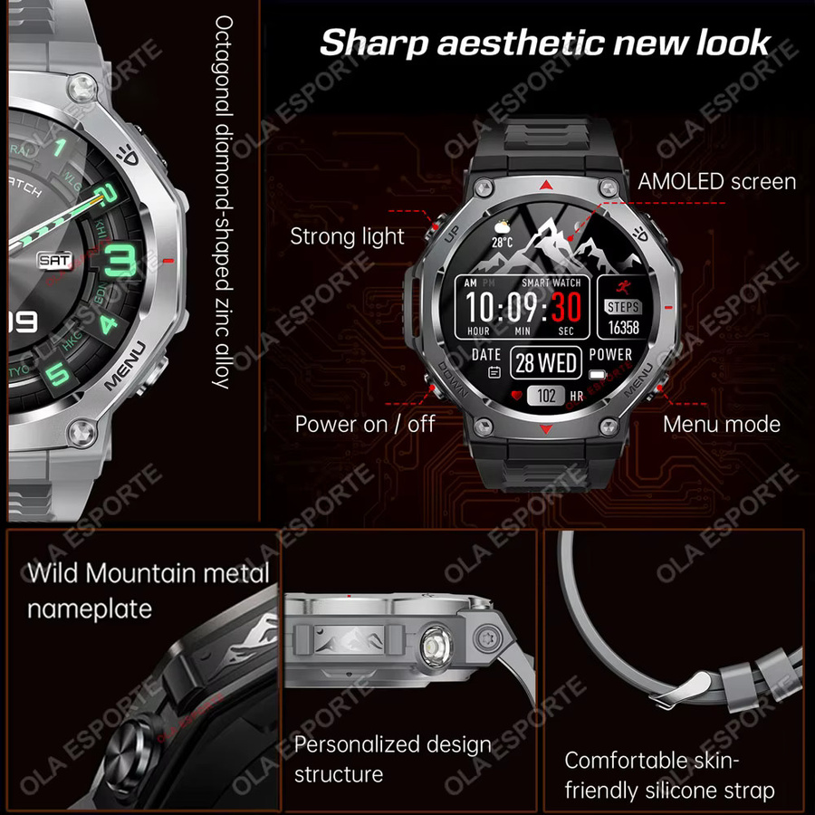 Ola Esporte Smartwatch, Silber, Silikon, GPS, Herren - Bild 2