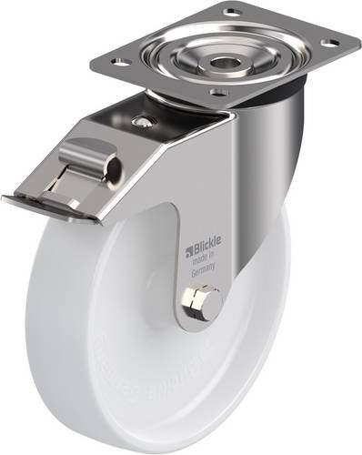 Blickle 9738 LX-PO 200G-FI Lenkrolle mit Feststeller in Weiß und poliertem Edelstahl, Rad-Durchmesser: 200 mm, Tragfähigkeit: 400 kg - Bild 1