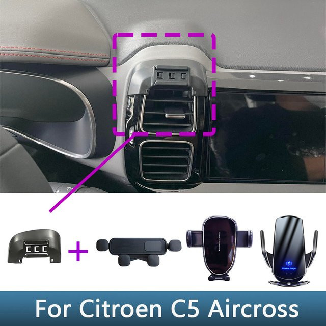 Citroen C5 Aircross Handyhalterung mit kabelloser Ladefunktion in Schwarz für die Modelle 2017 bis 2023 - Bild 1