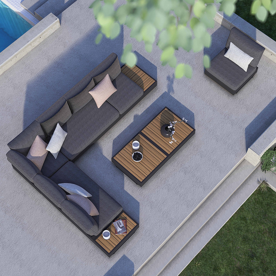 Zebra Cubo Neo Loungeset 8-teilig in Grau mit Aluminiumgestell und Kissen für Garten und Terrasse - Bild 2