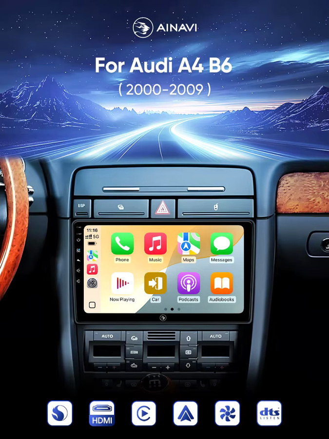 Ainavi Auto-Multimedia-Player für Audi A4 B6 mit Android Auto, Wireless Carplay, 4G und WiFi in Schwarz - Bild 7