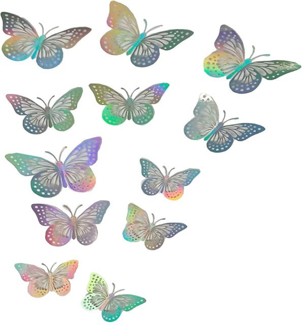 12 Stück 3D Schmetterlings Wandaufkleber von Tooarts in Grau und Multicolour - Bild 1