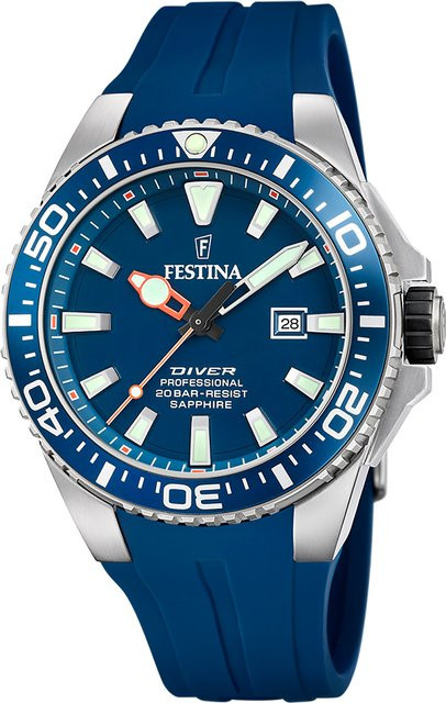 Festina Taucheruhr, Quarz, Edelstahl, 45 mm, Blau, Herren - Bild 1