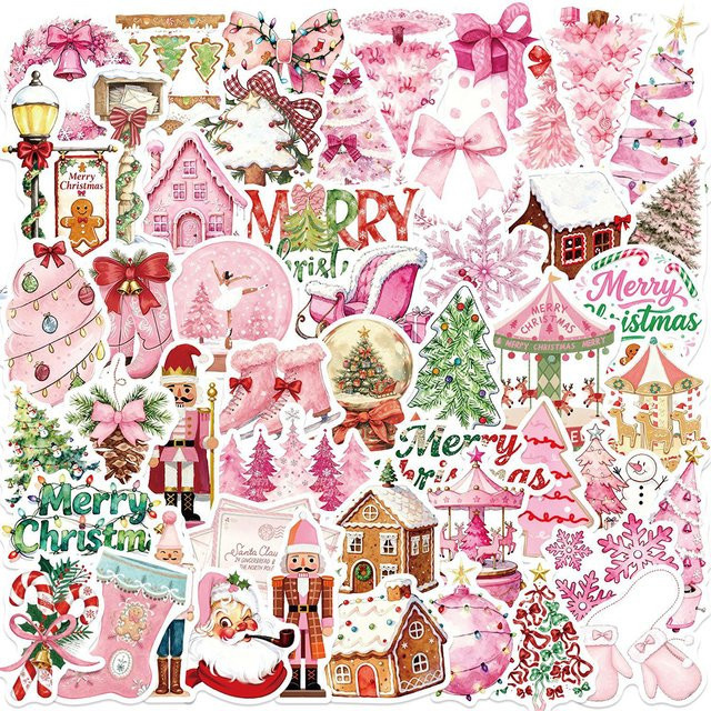 Charile Kawaii Rosa Weihnachten Aufkleber, Cartoon Dekoration, Wasserdicht - Bild 1