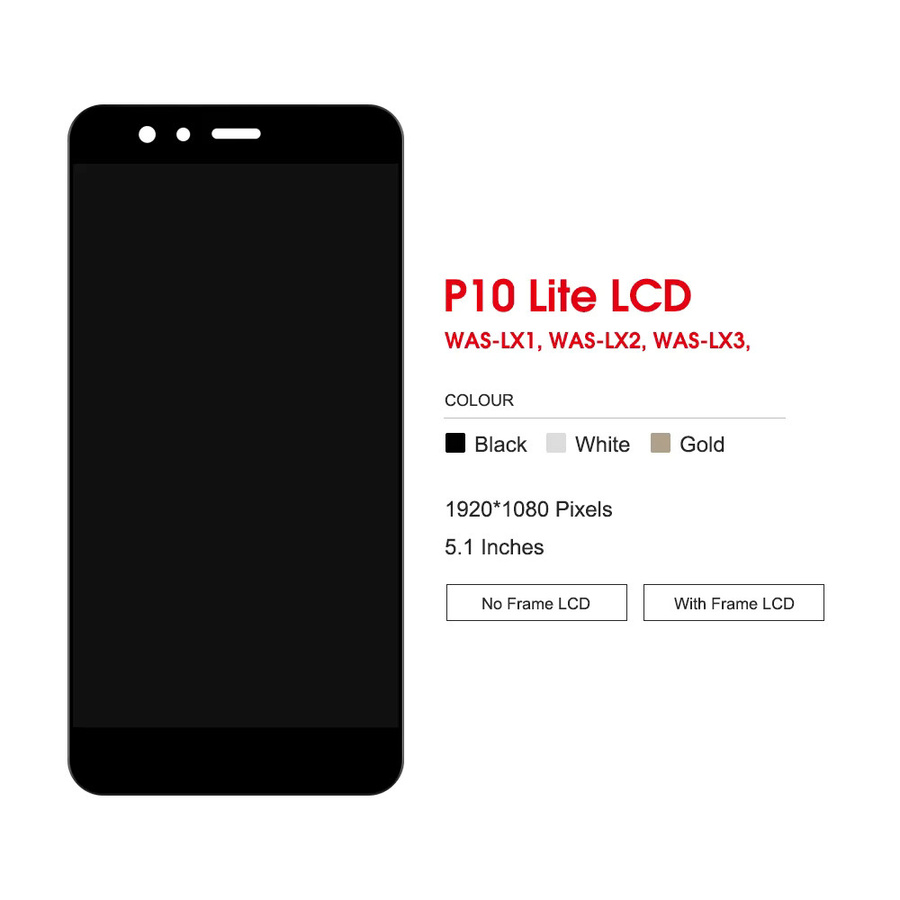 Original Huawei P10 Lite LCD Display Touchscreen mit Rahmen in Schwarz für WAS-LX1 und WAS-LX2 - Bild 3