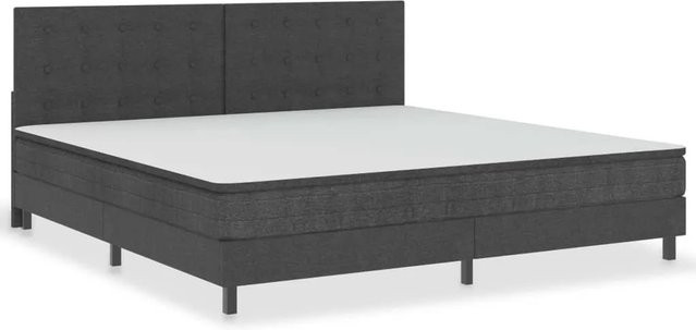 vidaXL Boxspringbett Hybrid in Dunkelgrau aus Stoff mit Schaumfüllung B/T/H: 200 x 200 x 116 cm - Bild 1