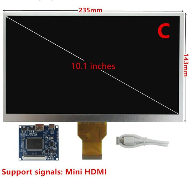 Heyman 10,1 Zoll HD LCD-Bildschirm mit HDMI Treiberplatine, Plug&Play Tragbarer Monitor für Raspberry Pi 4/5, Silber - Bild 1