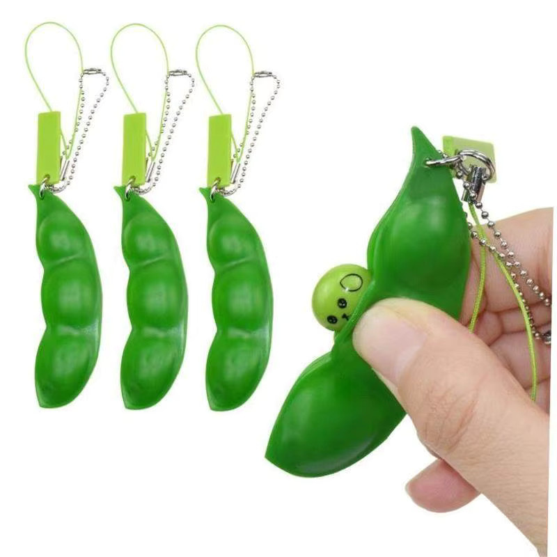 soulbao Edamame Pea Schlüsselanhänger, Stressabbau-Spielzeug, green - Bild 1