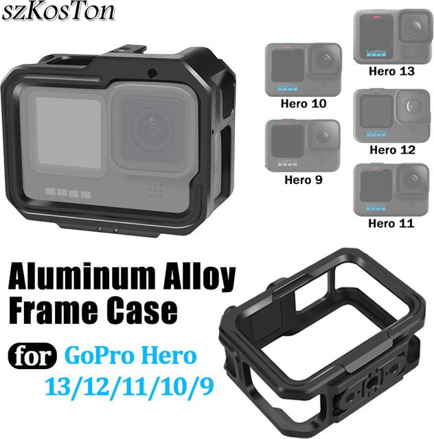 Schutzgehäuse aus Aluminiumlegierung mit Doppel-Cold-Shoe für GoPro Hero 13 12 11 10 9 in Schwarz - Bild 1