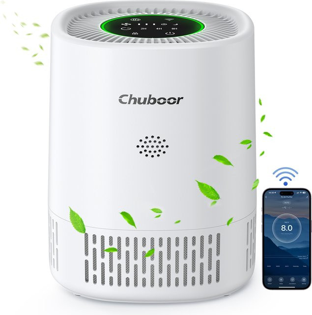 Chuboor PJ07 Luftreiniger für Haustiere mit H13 HEPA-Filter, App-Steuerung und WLAN, Farbe: Weiß - Bild 1