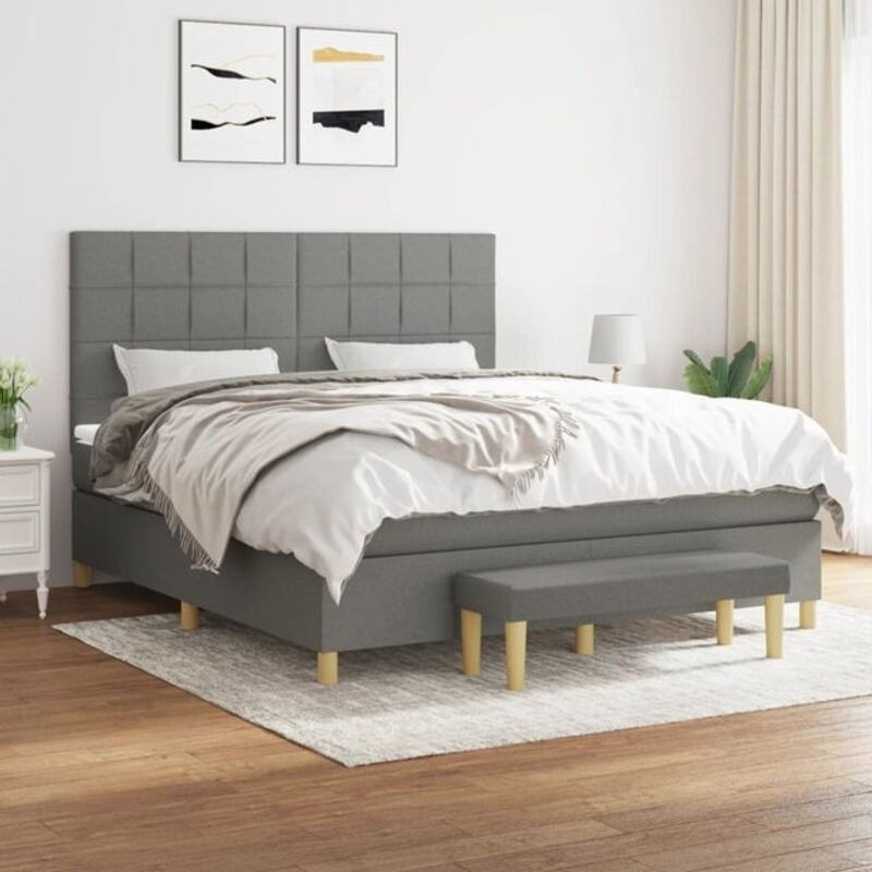 Vidaxl Boxspringbett mit Matratze in Anthrazit Grau aus Stoff, B/T: 180 x 200 cm - Bild 1