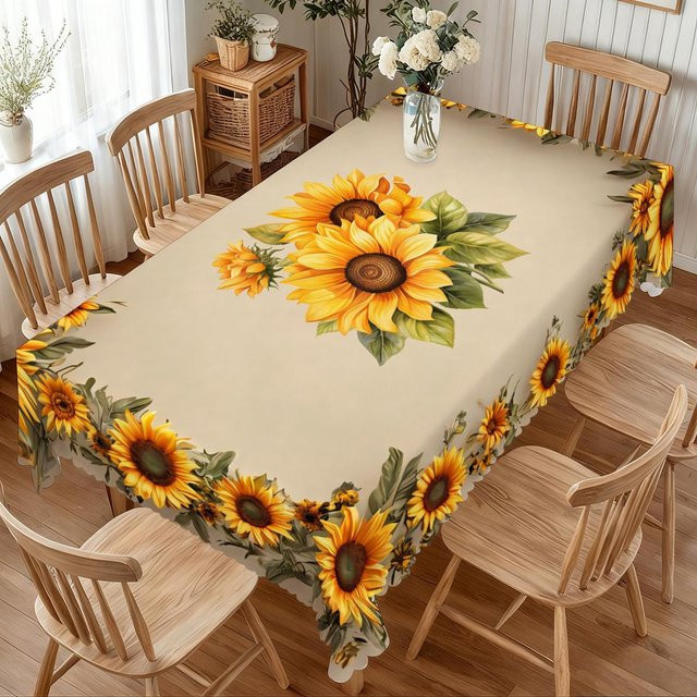Wasserdichte Sonnenblumen Tischdecke von JMG Household Supplies in Gelb, B/T: 140 x 140 cm - Bild 1