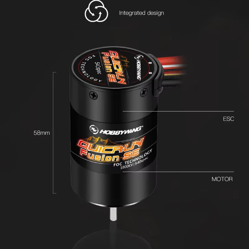 Hobbywing QuicRun Fusion SE, Brushless-Motor mit integriertem 40A ESC, 2-in-1, wasserdicht, für 1/10 Kletter-RC-Auto - Bild 5