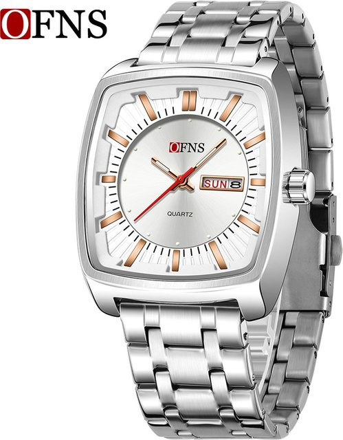 Ofns Armbanduhr Tonneau, Quarz, Edelstahl, Schwarz, Herren - Bild 1