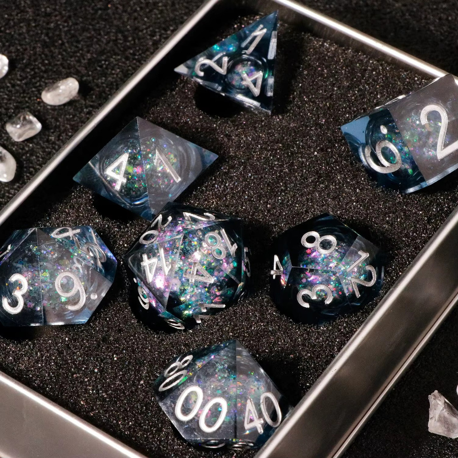 GSF Galaxy RPG Würfelset, Handgefertigte Pailletten-Würfel, Weltraum, Bunt / Mehrfarbig - Bild 2