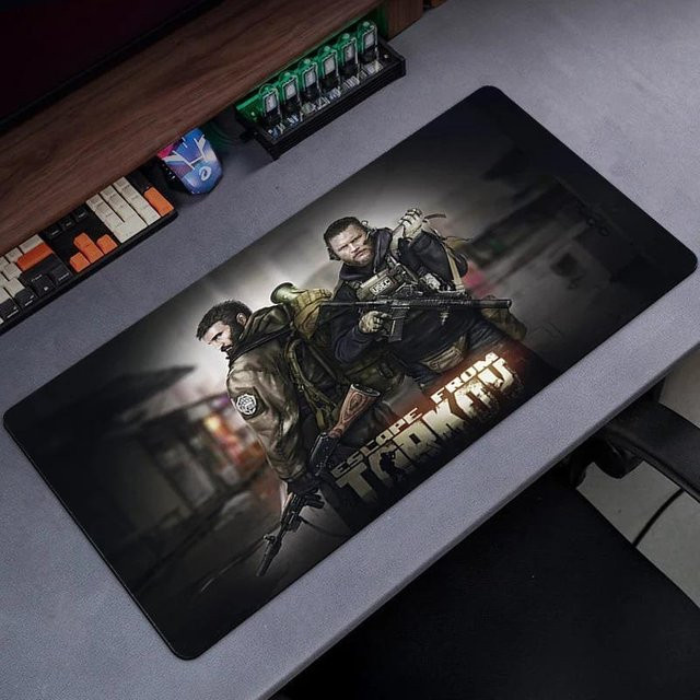Wucifang Jewelry Escape From Tarkov Gaming-Mauspad mit rutschfester Gummibasis und genähten Kanten in Grau, B/T: 60 x 30 cm - Bild 1
