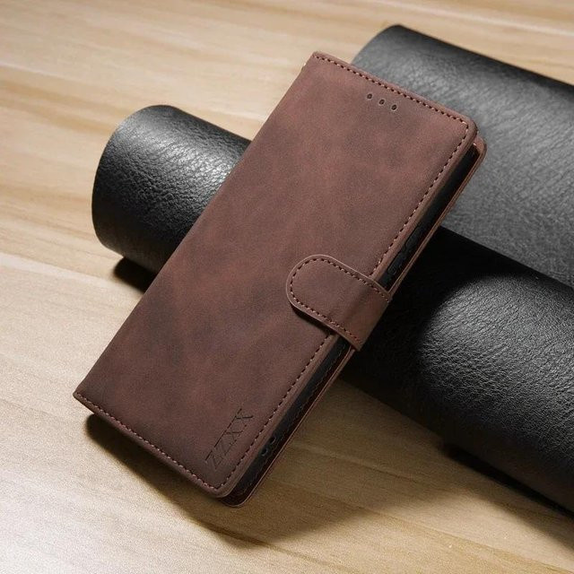 Magnetische Lederhülle Portemonnaie für Samsung Galaxy A-Serie in Kaffeebraun von Rui Di - Bild 1