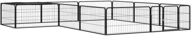 vidaXL Hundelaufstall aus pulverbeschichtetem Stahl in Schwarz, wetterfestes Freilaufgehege für den Garten, B: 300 cm, H: 50 cm - Bild 1