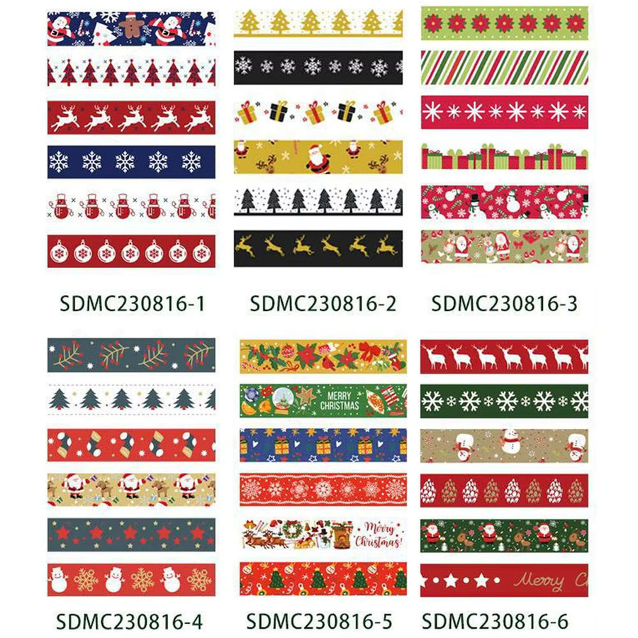 6er Set Weihnachten Washi Tapes in Multicolour für Scrapbooking und Briefpapier - Bild 2