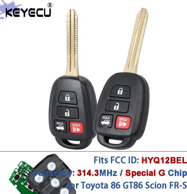 KEYECU G-Chip Fernschlüsselanhänger mit 4 Tasten in Schwarz für Scion FR-S und Toyota 86 (2016–2017), FCC ID: HYQ12BEL, PN: SU003-05282, 314,3 MHz - Bild 1