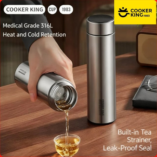 COOKER KING Thermo-Wasserflasche Yun Dao Serie aus Edelstahl in Silber, 490 ml - Bild 1