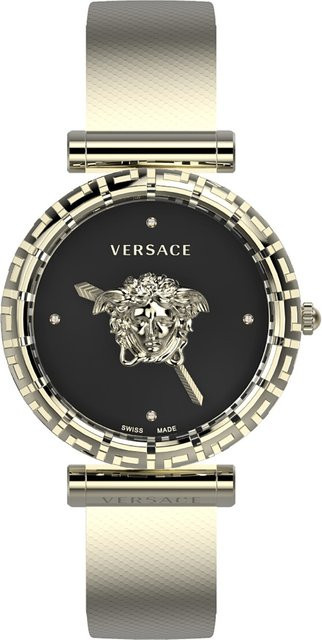 Versace Damenuhr Palazzo Empire Greca, Quarz, Edelstahl, 37 mm, Schwarz - Bild 1