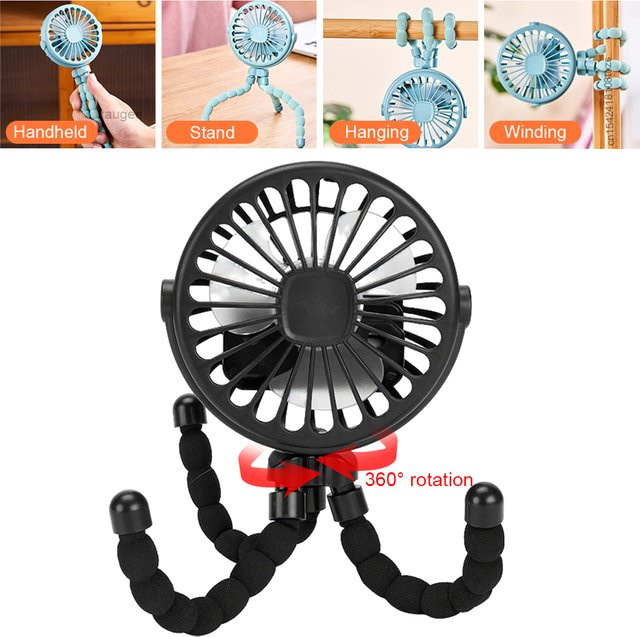 Cooskr Octopus Fan Mini Flexibler Stativ-Kühlventilator Tragbar, 360 Grad Drehbar, Schwarz - Bild 1