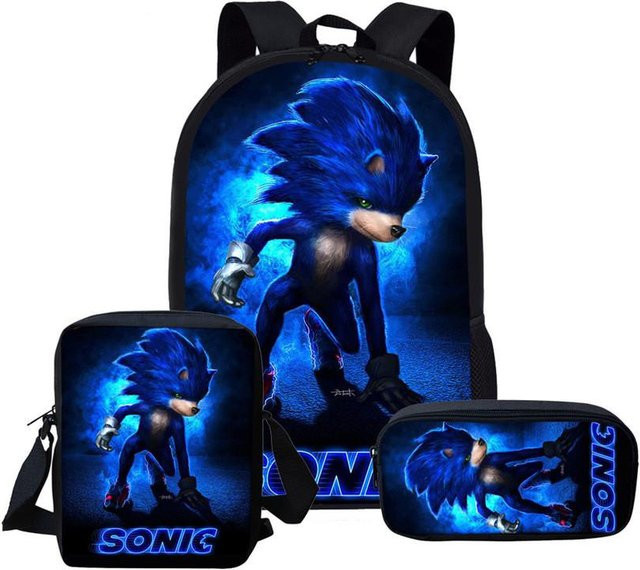 Sonic Cartoon Schulranzen-Set aus atmungsaktivem Oxford-Stoff in Blau von StyleQ - Bild 1
