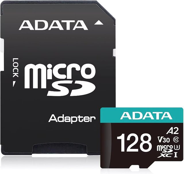 ADATA Premier Pro microSDXC Speicherkarte, 128 GB, V30, Schwarz - Bild 1