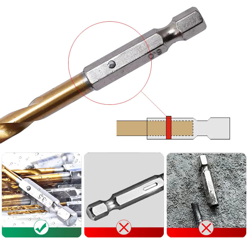 Popolle 13-teiliges Spiralbohrer-Set aus HSS-Kobalt mit 1/4 Sechskantschaft für Holz und Metall, Durchmesser 1,5 mm bis 6,5 mm - Bild 3