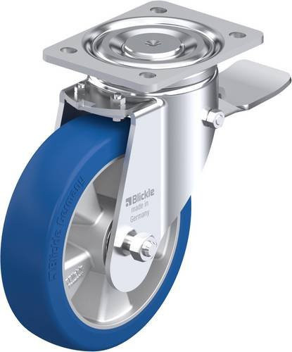 Blickle Lenkrolle LH-ALBS 180K-ST mit Feststeller, Rad-Durchmesser: 180 mm, Tragfähigkeit: 670 kg, Farbe: Silber - Bild 1