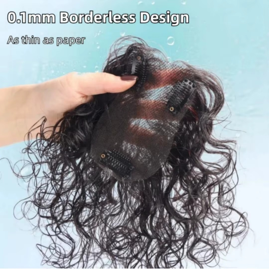 Anemone Echthaar-Toupet für Damen, lockiges Clip-in-Haarteil mit Luftpony - Bild 2