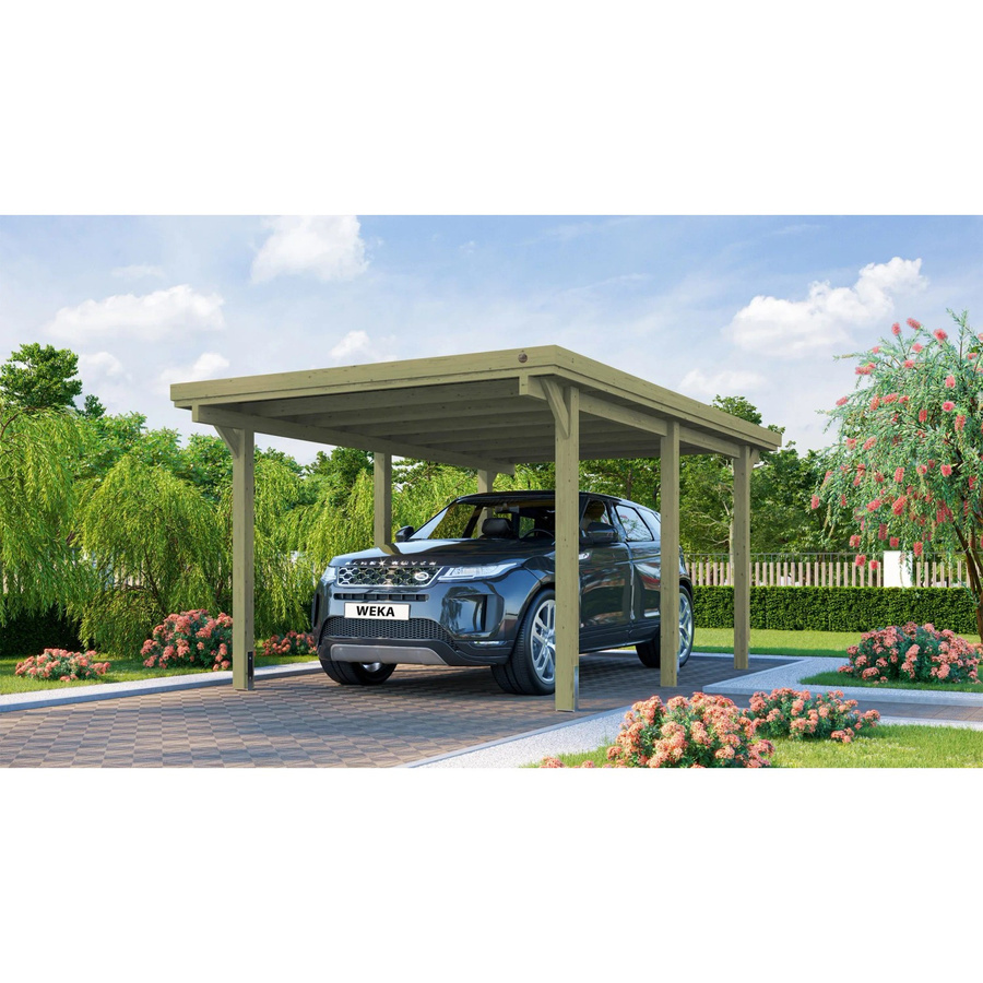 WEKA Einzelcarport 617 Flachdach aus Kiefernholz mit Trapezblech, braun, B: 322 cm, T: 512 cm - Bild 2