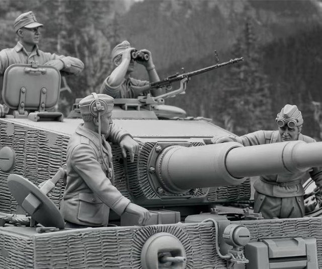 BAANFU Harzfiguren-Modellbausatz Panzerbesatzung, 4-teiliges Set, Maßstab 1:35 - Bild 1