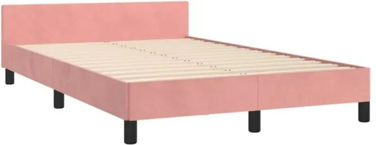 Polsterbett Vidaxl in Rosa aus Samt und Holzwerkstoff, B/T: 120 x 190 cm - Bild 1