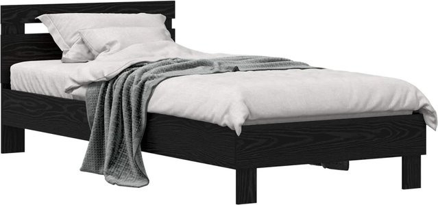 vidaXL Bettrahmen in Schwarz und Eichen-Optik aus Holzwerkstoff, B/H: 100–120 x 200 cm - Bild 1