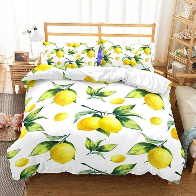 Bettwäscheset mit Zitronen-Früchte-Muster von Binchi Outdoor Product aus Polyester, B/H: 140 x 210 cm - Bild 1