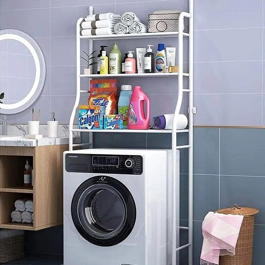 LONENESSL Waschmaschinenregal aus Metall in Weiß, modernes Multilayer-Lagerregal für das Badezimmer, Höhe: 155 cm, Breite: 68 cm - Bild 2