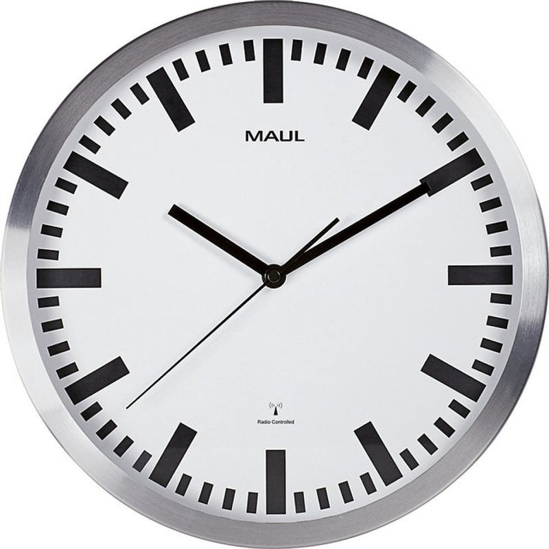 MAUL Wanduhr MAULpilot Analog Funkuhr Geräuschlos Silber Weiß aus Metall und Glas Durchmesser: 30,5 cm - Bild 2