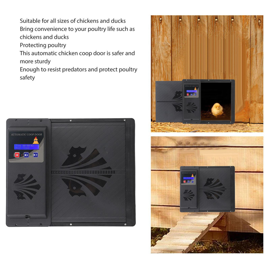 USB Solarbetriebener automatischer Hühnerstall-Türöffner mit Timer und programmierbarer LED-Anzeige in Braun - Bild 3