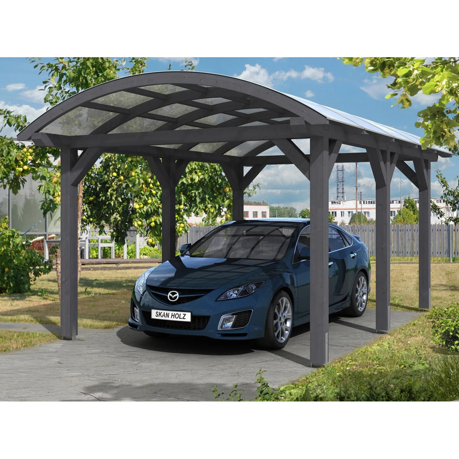 Skan Holz Bogendach-Carport Franken in Schiefergrau, B/T: 376 x 541 cm, Höhe: 293 cm - Bild 2