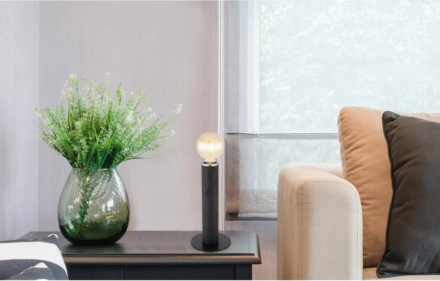 Globo Tischlampe Marion 1-flammig Schwarz matt B: 15,0 cm, H: 30,5 cm - Bild 1