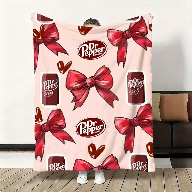 Cherry Drink Flanell Überwurf Weiß, weich und flauschig für Sofa und Bett - Bild 1